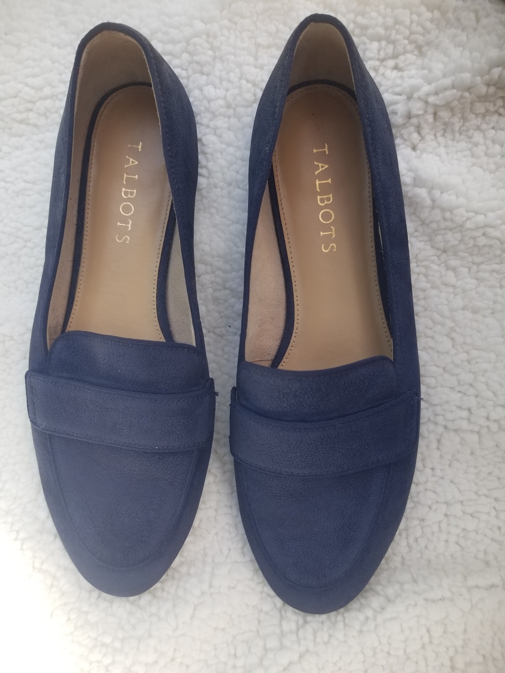 Talbots Navy Suede Penny Loafers